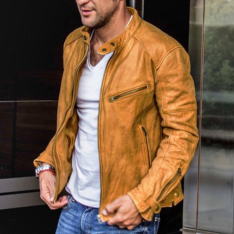 Veste en cuir végan pour hommes Sebastian Retro