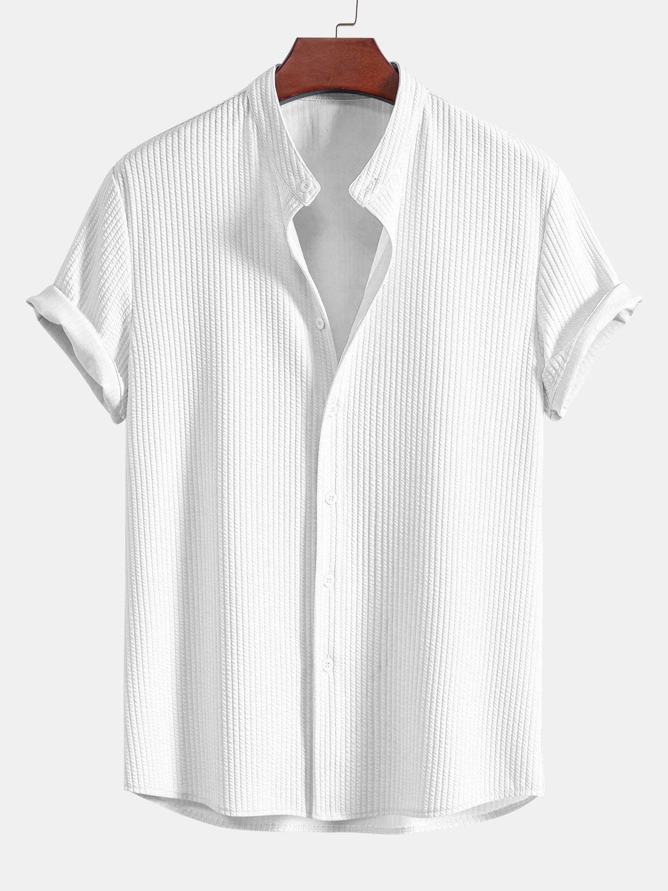 Markus | Chemise côtelée à col montant et coupe ajustée