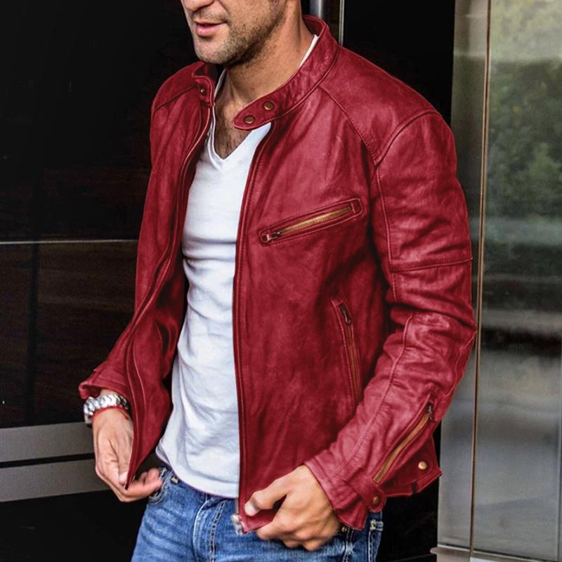 Veste en cuir végan pour hommes Sebastian Retro