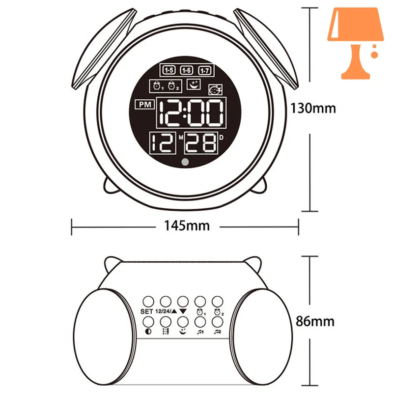 LumiTune - Réveil LED changeant de couleur avec haut-parleur Bluetooth