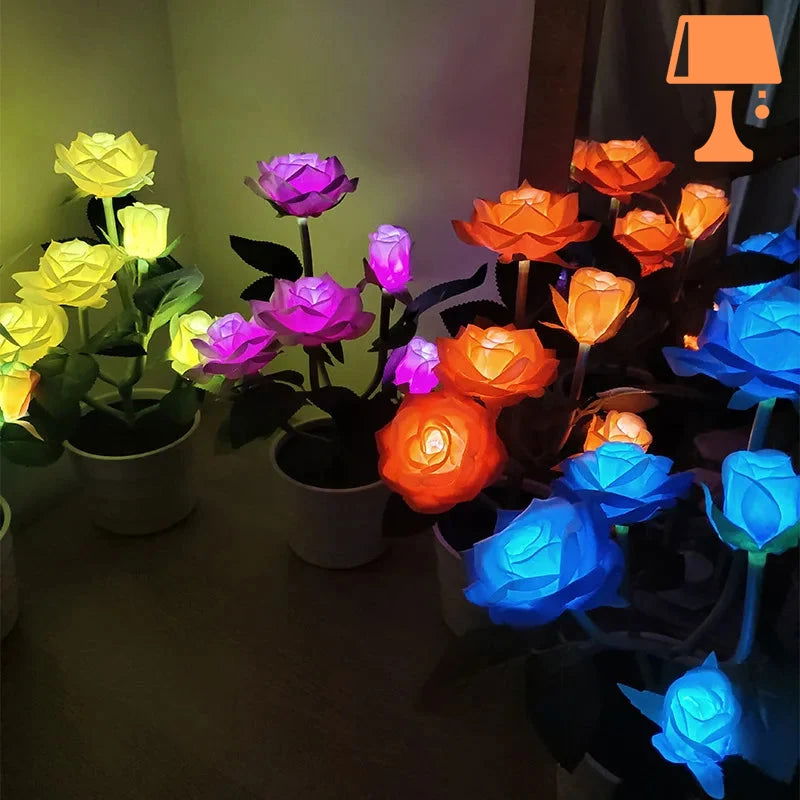 LumiRose – Lampe de pot de rose alimentée par énergie solaire avec une douce lueur LED