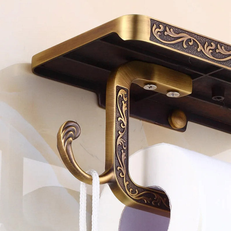RegalHold - Support de papier toilette de style antique avec étagère