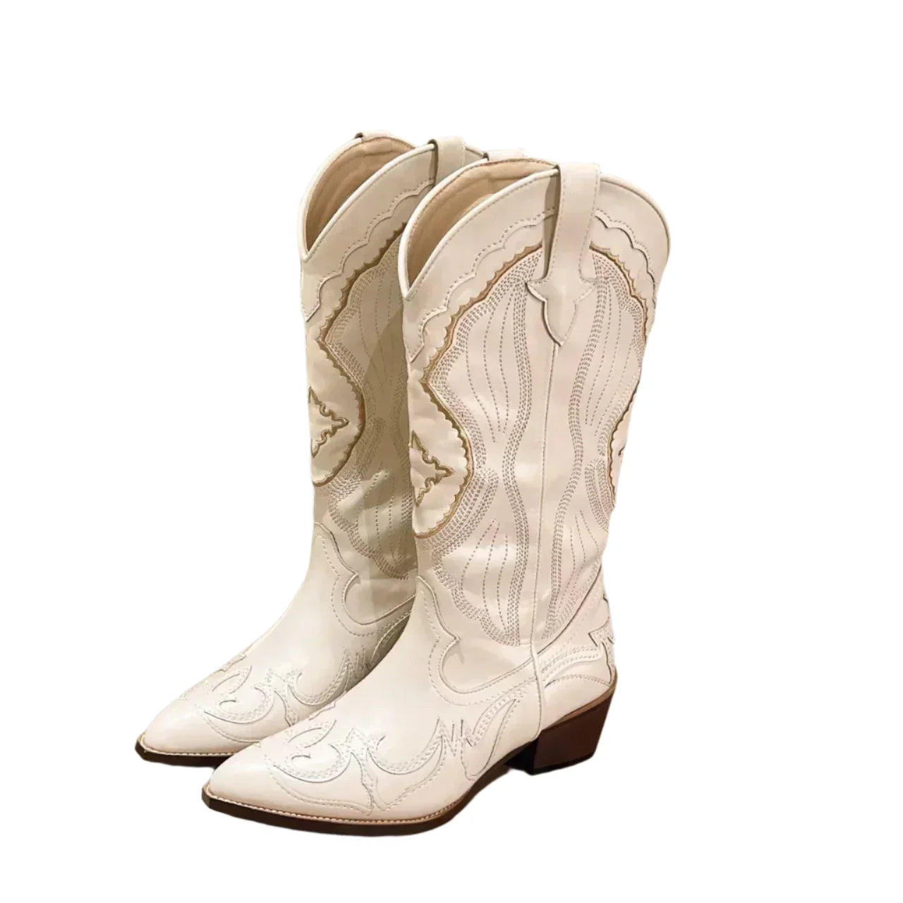 Bottes pour femmes Dakota avec broderie à hauteur de mollet - Chaussures élégantes inspirées de l'ouest