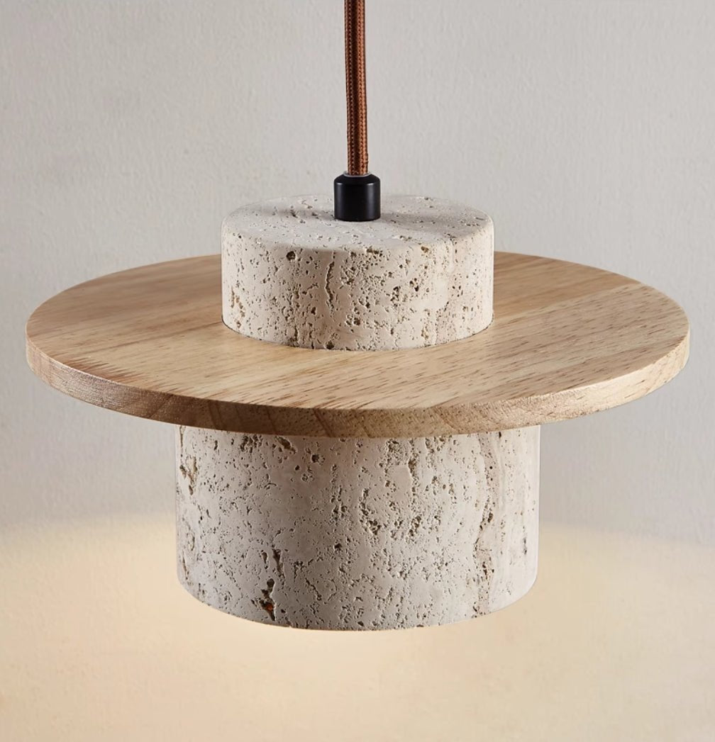 Lampe suspendue en travertin