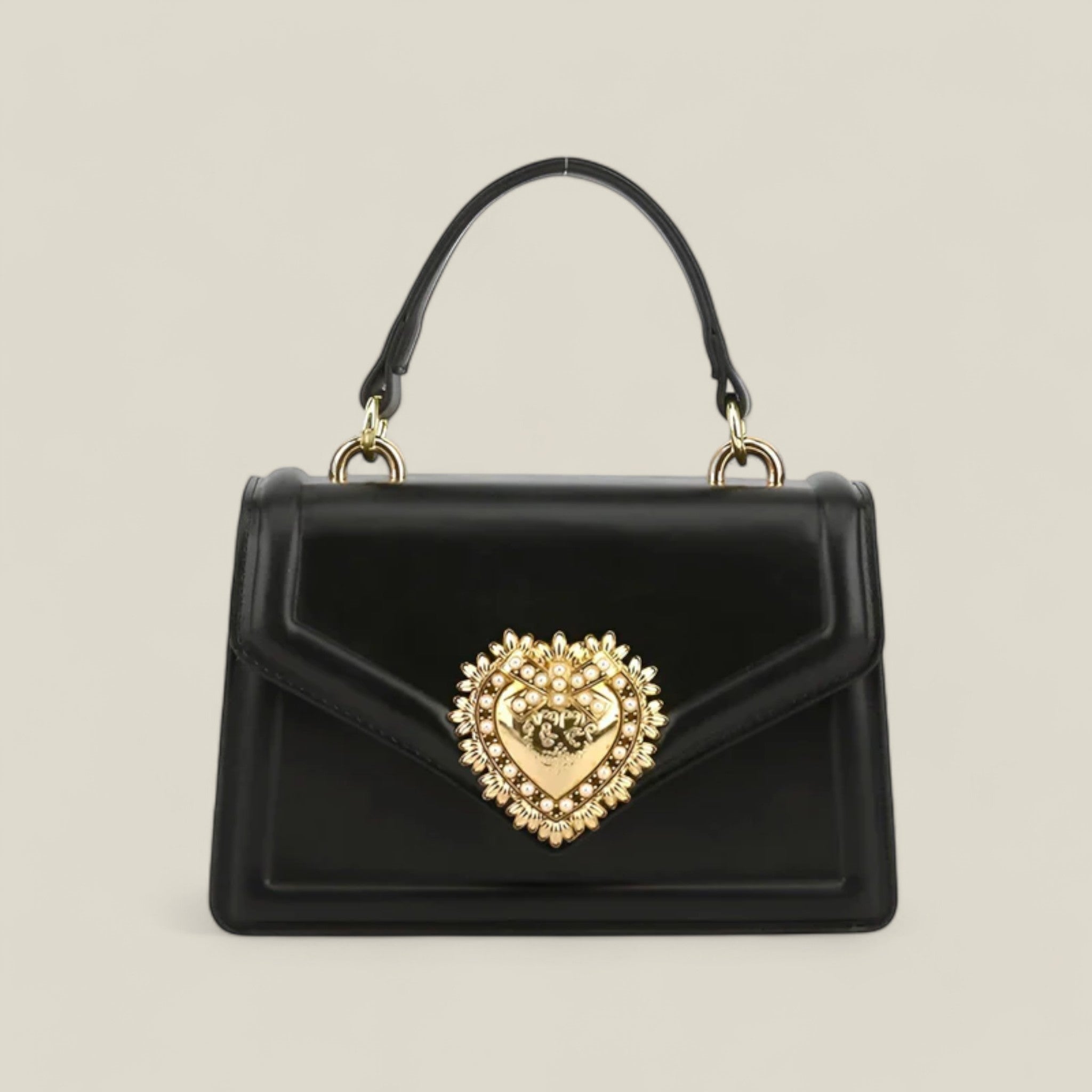 HeartLuxe - Sac à main élégant avec fermoir en forme de cœur orné