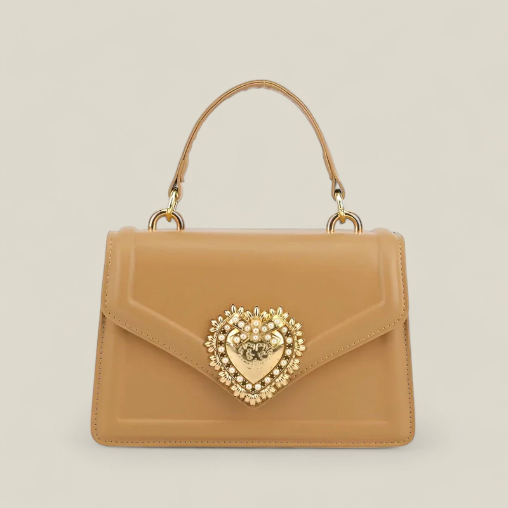 HeartLuxe - Sac à main élégant avec fermoir en forme de cœur orné