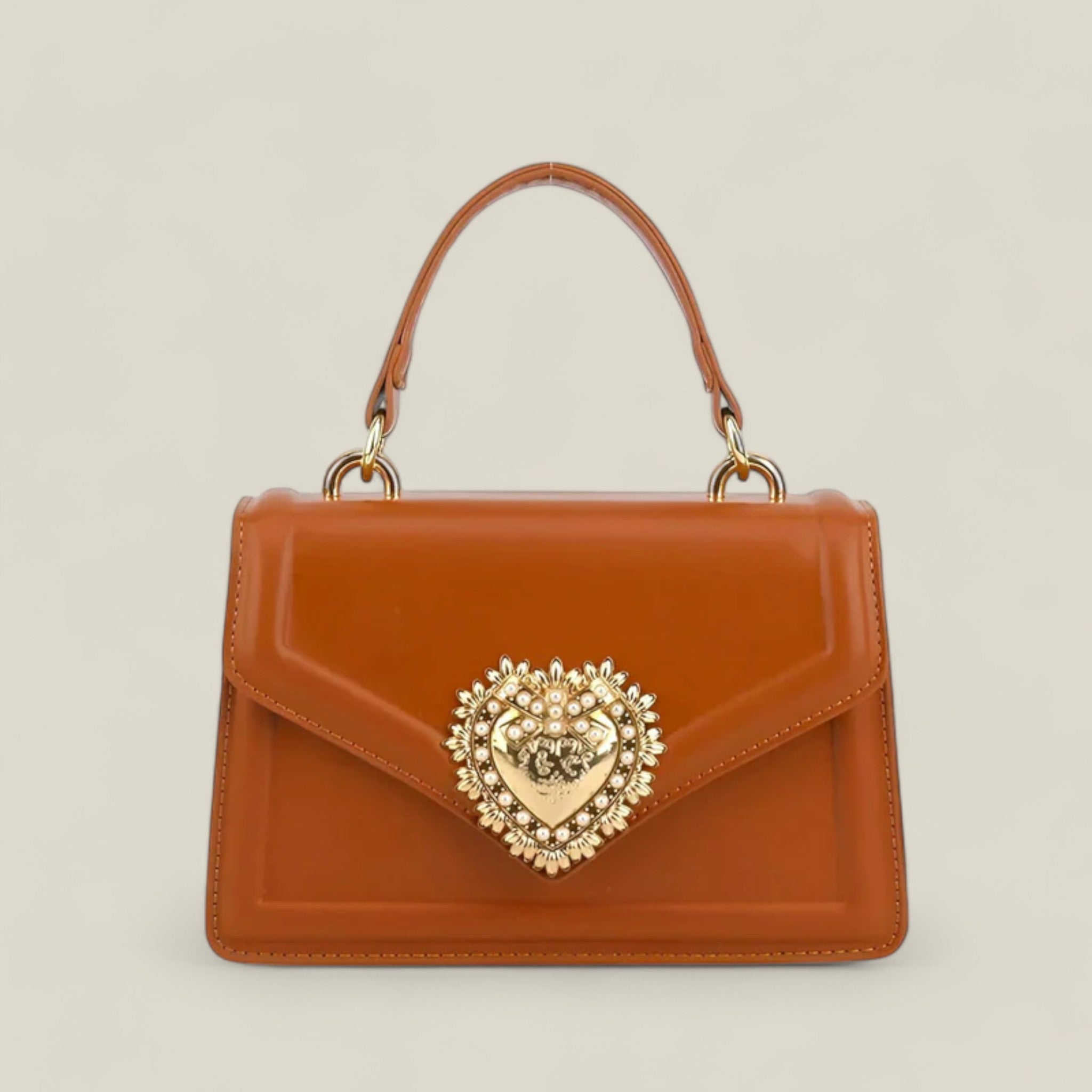 HeartLuxe - Sac à main élégant avec fermoir en forme de cœur orné