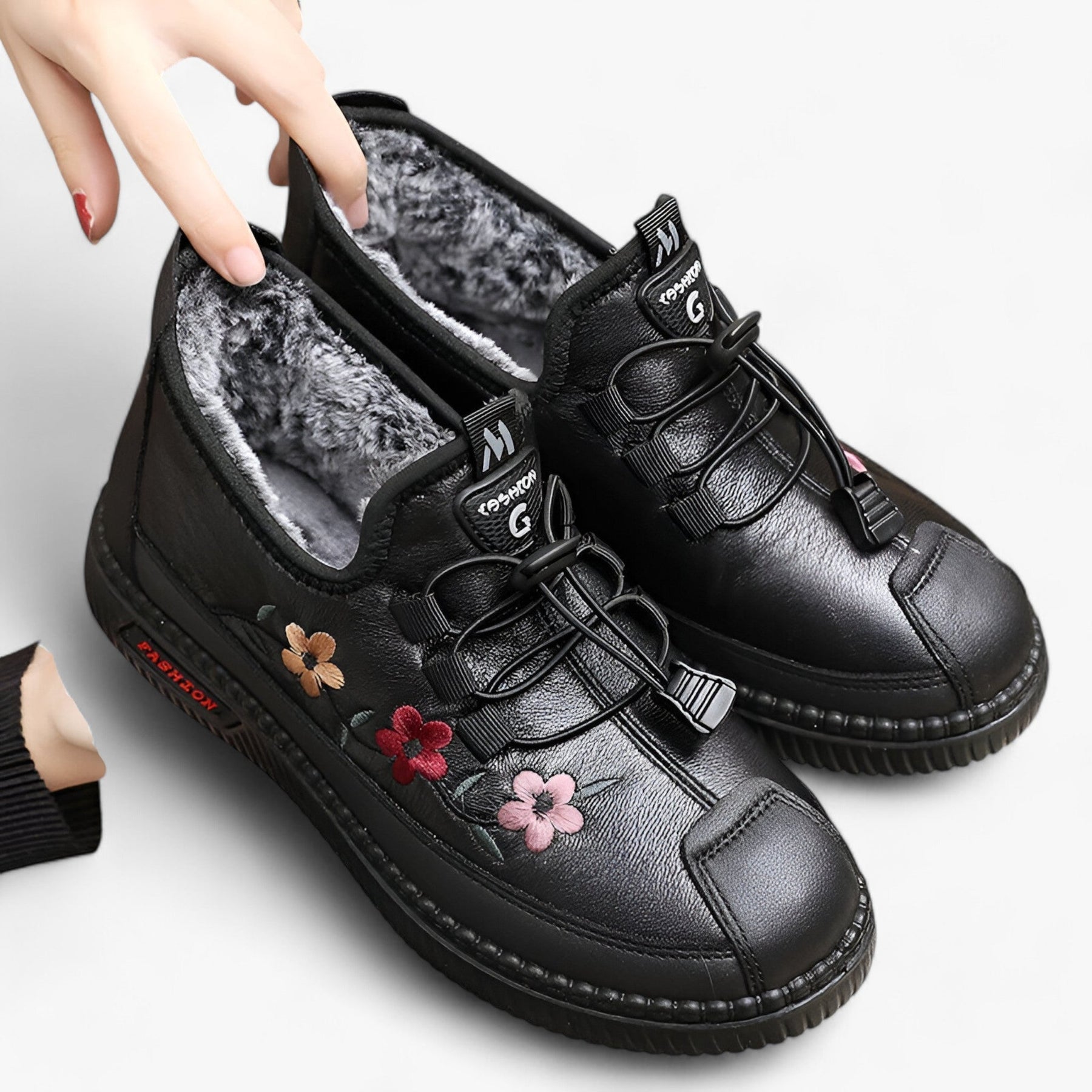 Sofia chaussures antidérapantes brodées de fleurs