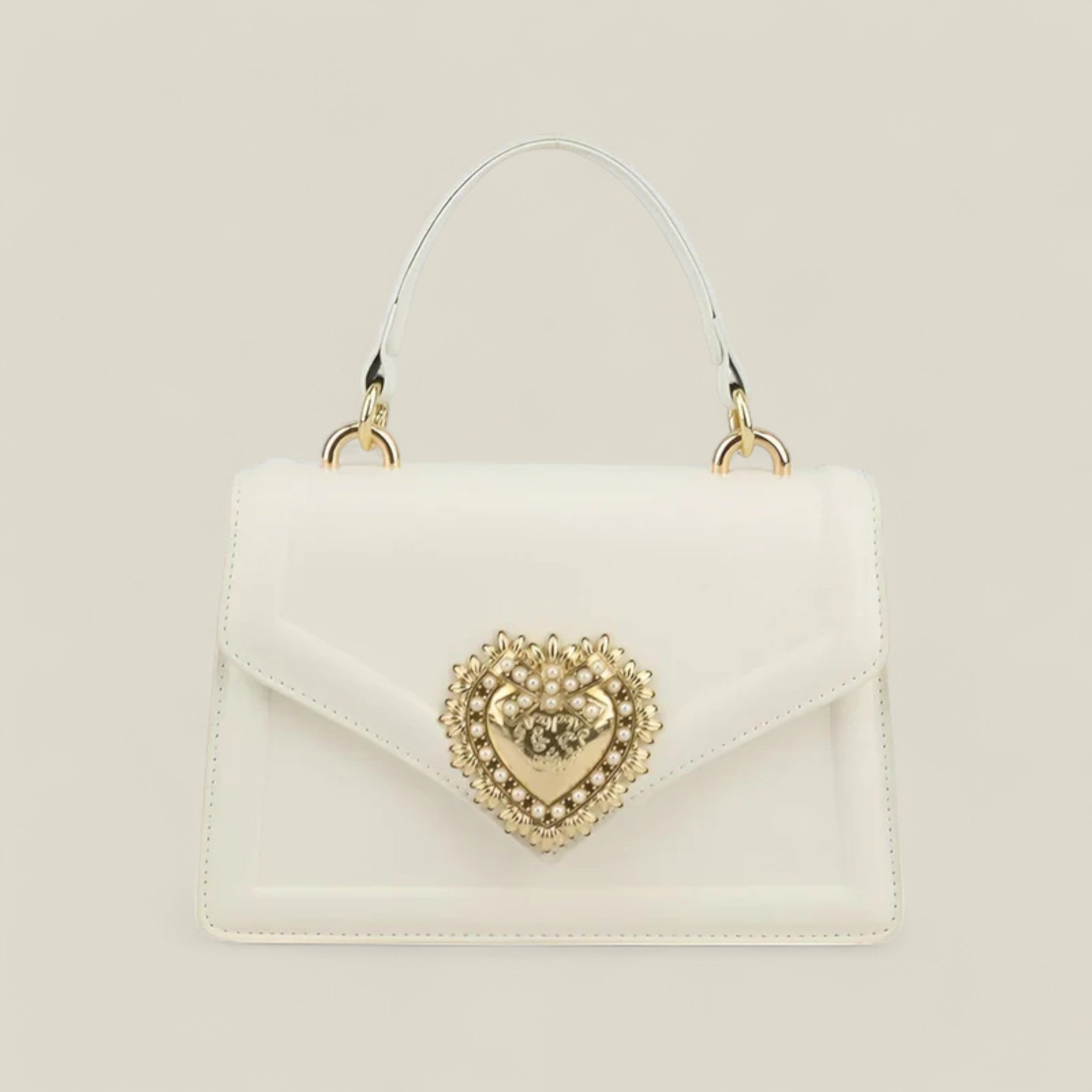 HeartLuxe - Sac à main élégant avec fermoir en forme de cœur orné