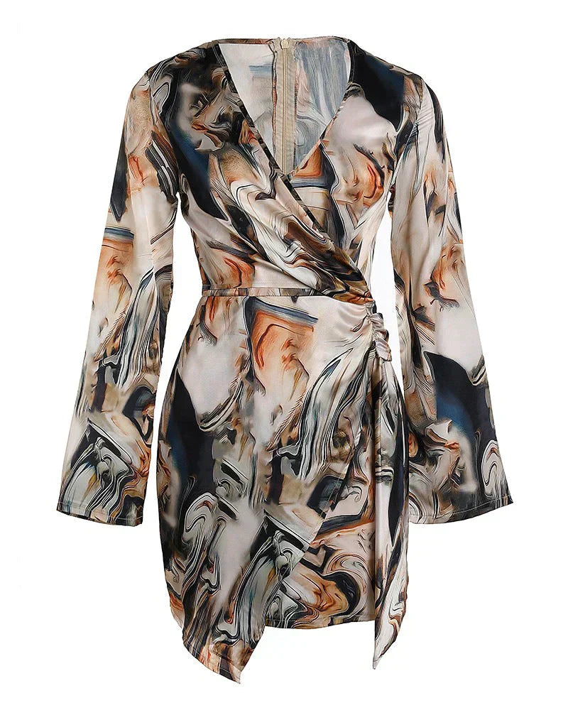 Robe Vriklekjole en Viscose Alberte avec Imprimé Marbré – Coupe Moderne et Flatteuse