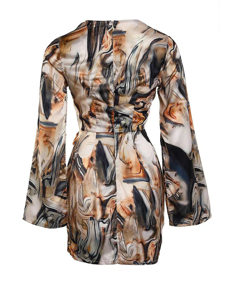 Robe Vriklekjole en Viscose Alberte avec Imprimé Marbré – Coupe Moderne et Flatteuse
