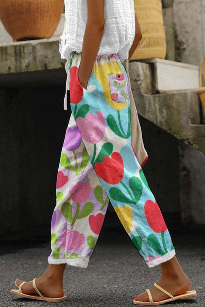 Eliza - Pantalon large imprimé et confortable