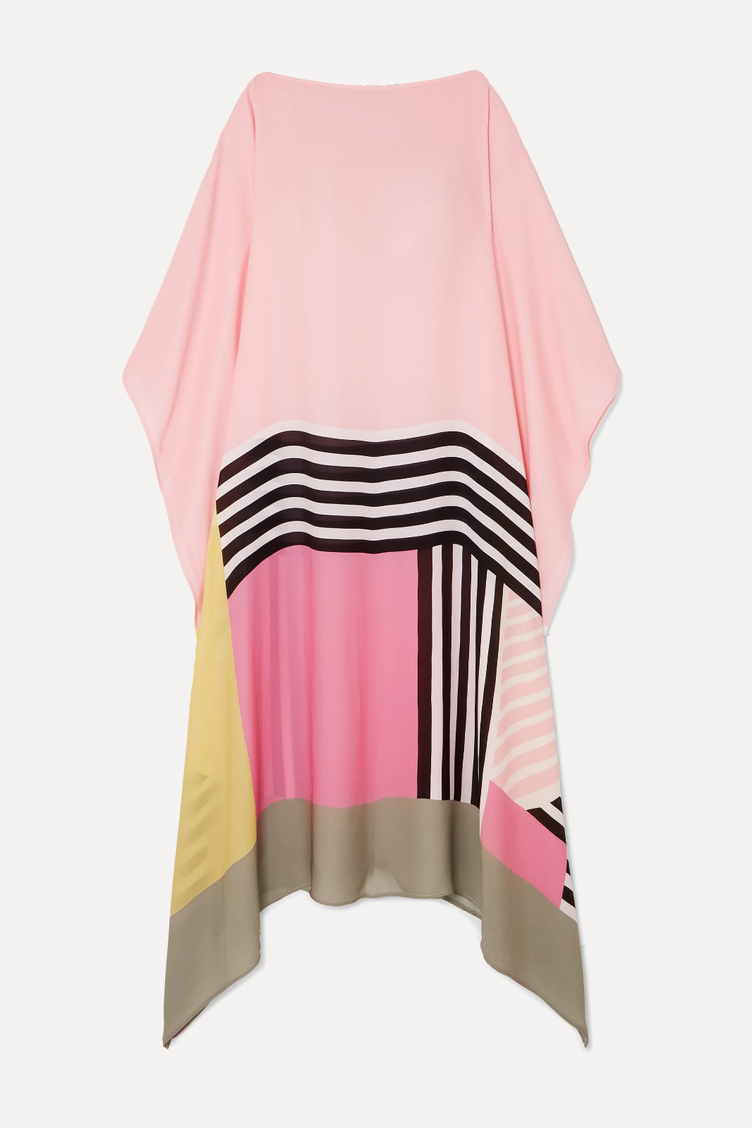 Cristy - Robe longue géométrique à manches cape