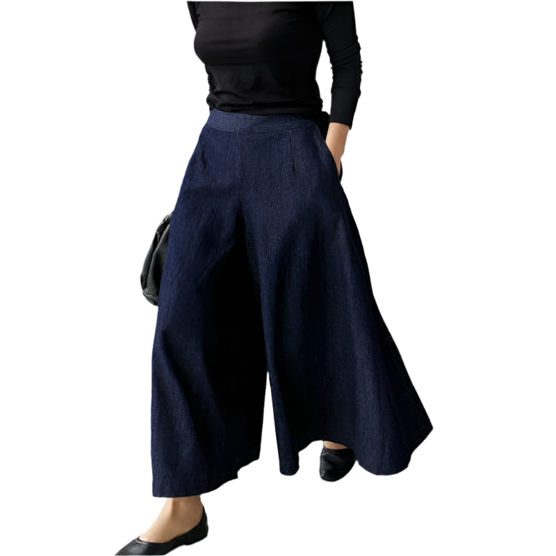Sel- Pantalons à Jambe Largue et Coupe Détendue