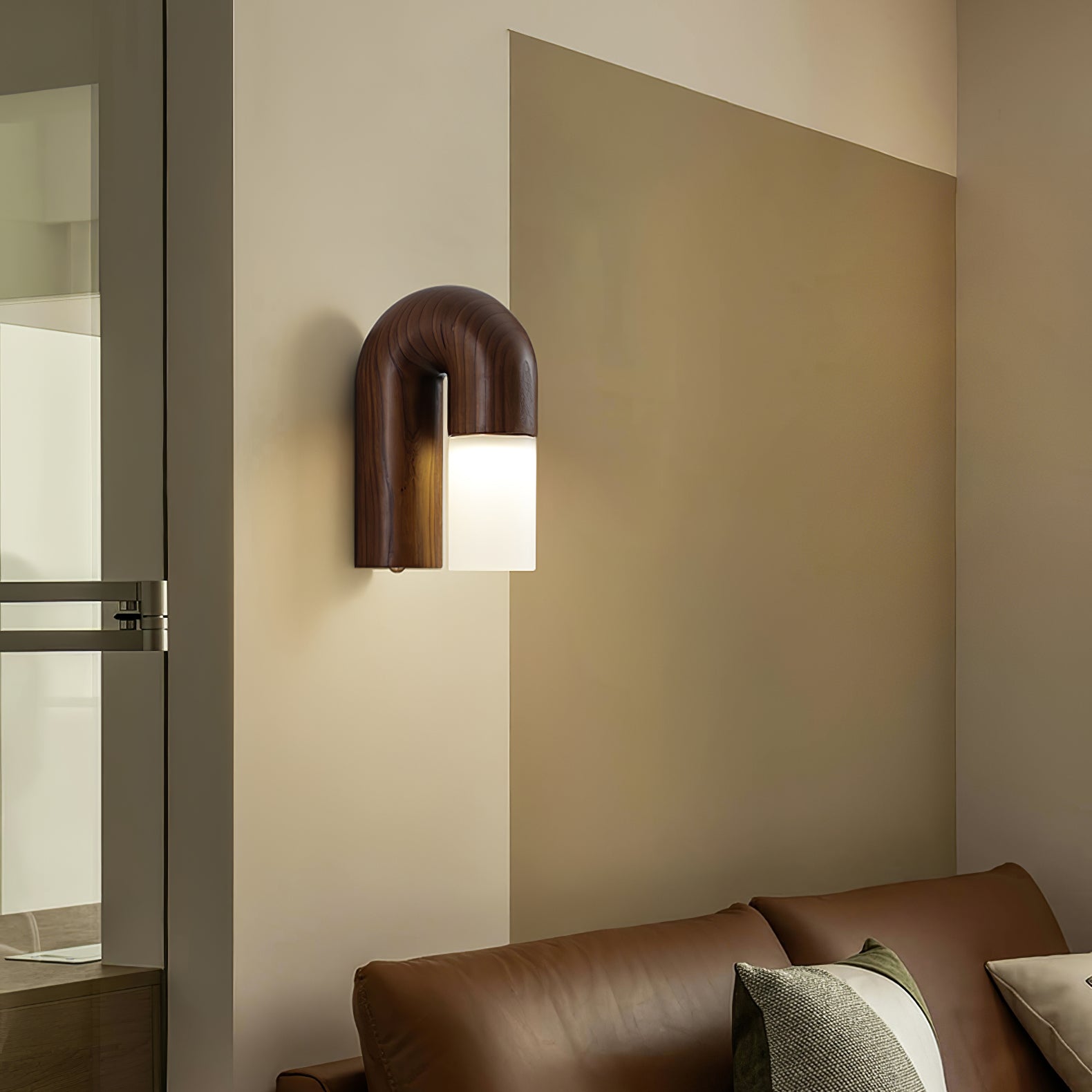LumeGlow - Belle lampe murale en bois avec diffuseur dépoli