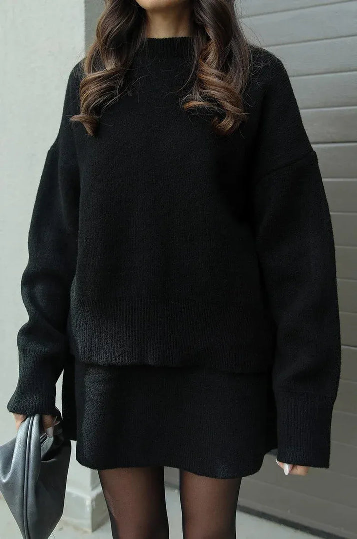 Ensemble de pull tricoté Celeste et jupe courte