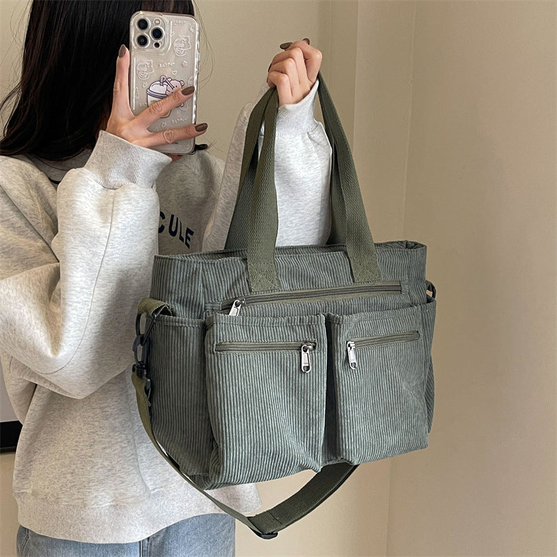 Vanza | Sac en velours côtelé de couleur unie