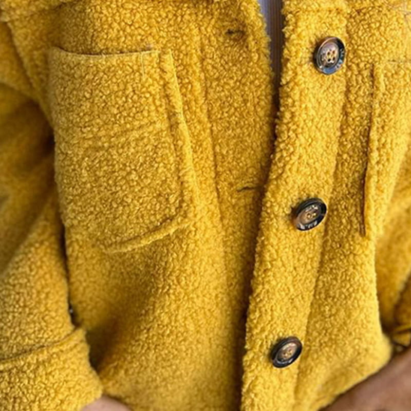 Rowena - Veste polaire boutonnée Teddy pour femme avec poches plaquées
