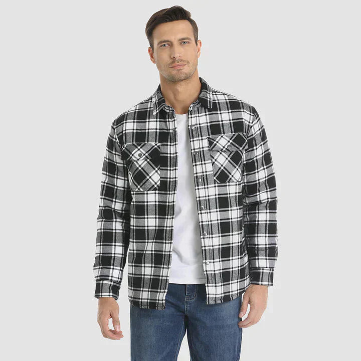 Veste en flanelle pour homme Chemise à manches longues rembourrée à carreaux Manteau à boutons épais Vêtements d’extérieur pour l’hiver
