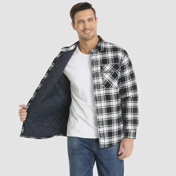 Veste en flanelle pour homme Chemise à manches longues rembourrée à carreaux Manteau à boutons épais Vêtements d’extérieur pour l’hiver