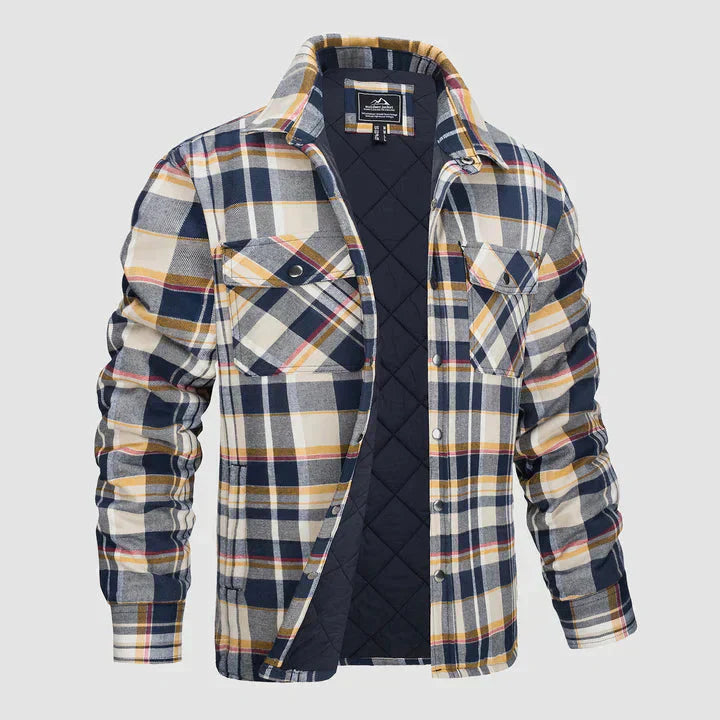 Veste en flanelle pour homme Chemise à manches longues rembourrée à carreaux Manteau à boutons épais Vêtements d’extérieur pour l’hiver