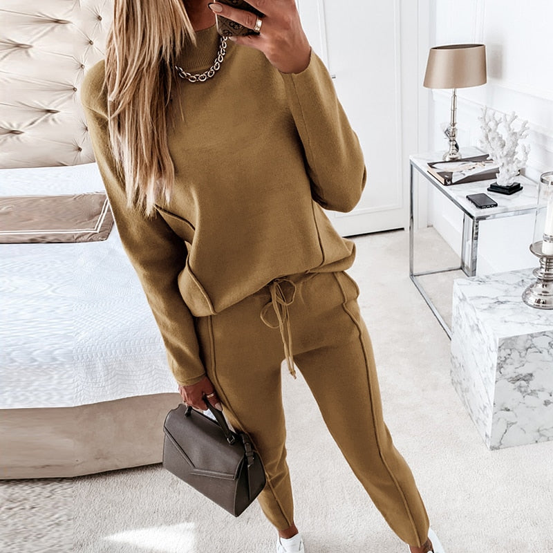 Kristina – Pull doux et confortable et pantalon de jogging à cordon de serrage