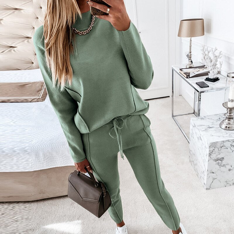 Kristina – Pull doux et confortable et pantalon de jogging à cordon de serrage
