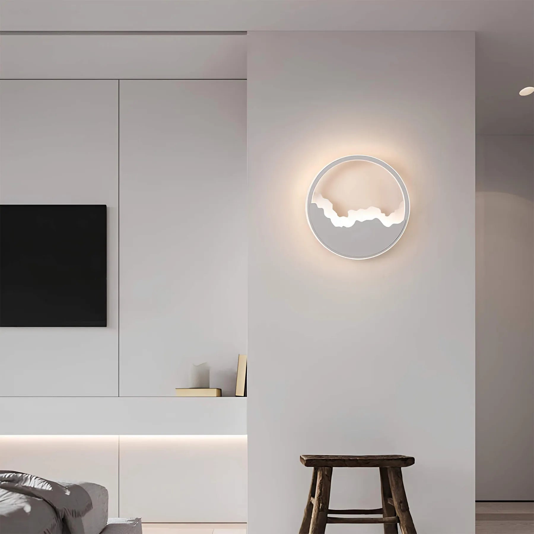 SkyGlow – Applique murale circulaire minimaliste avec découpe en Cloudscape