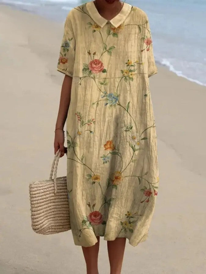 Chemise en coton à imprimé floral rétro Karen avec une touche vintage