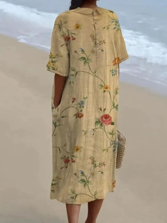 Chemise en coton à imprimé floral rétro Karen avec une touche vintage